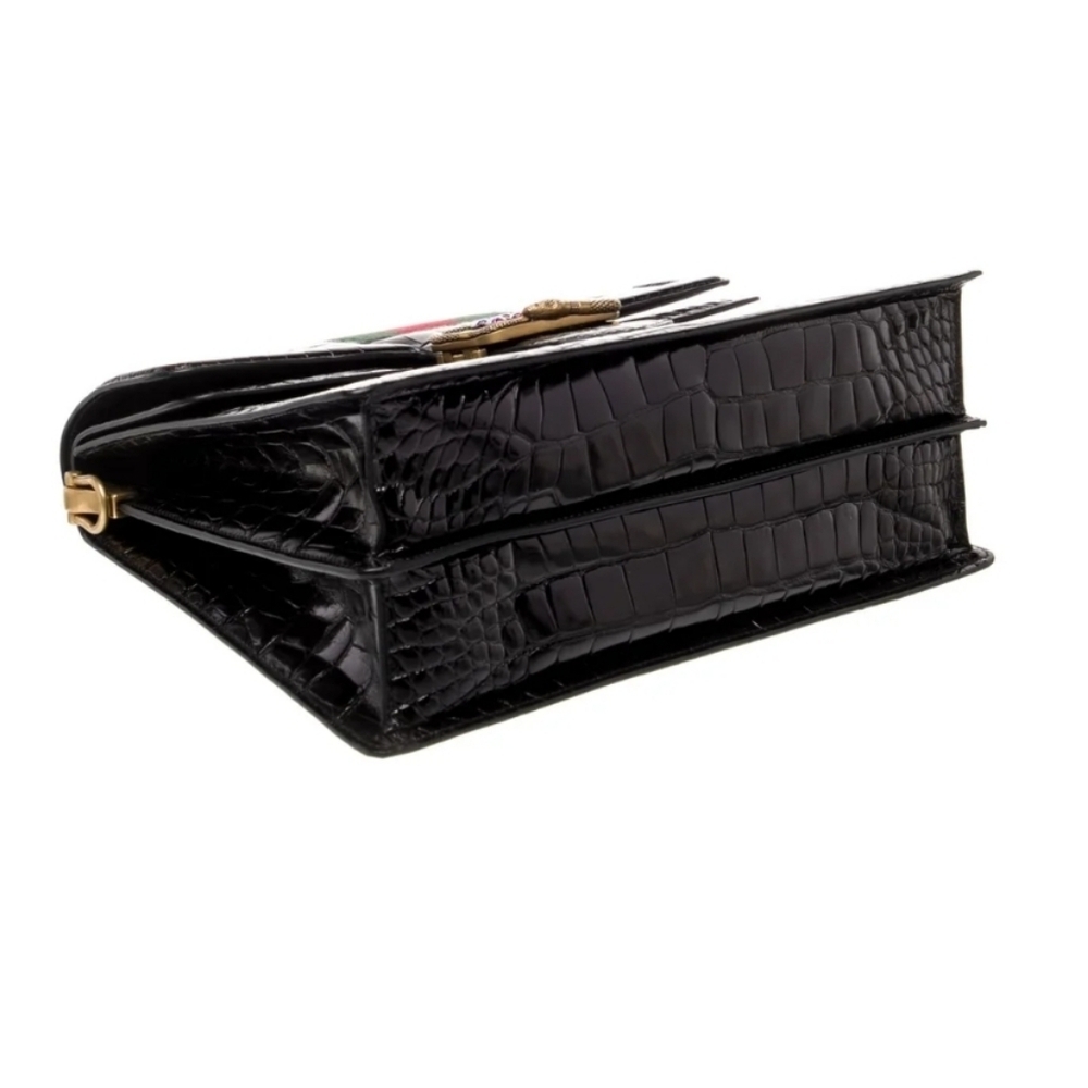 Gucci Web Top Handle Bag Medium Black Crocodile - Picture 5 of 6